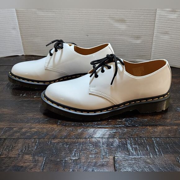 Dr. MARTENS 91461 WOMEN'S White PATENT LEATHER OXFORD SHOES size 10 - Picture 5 of 11